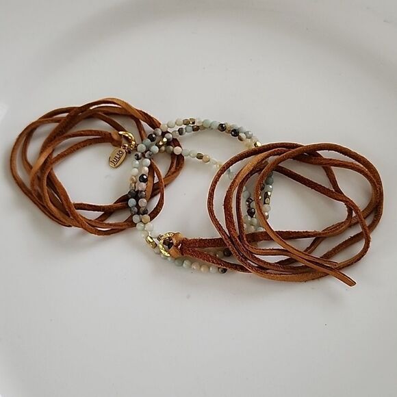 Julio Designs Necklace~Bracelet Wrap with Suede and Stones Euro Summer - Picture 6 of 13